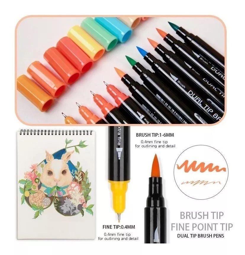 Marcador Doble Punta Dual Lettering 60 Lápices Brush Color-2