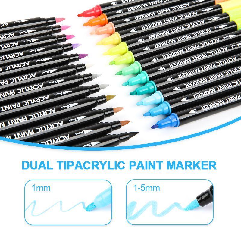 Marcadores Acrílico Doble Punta Fina/pincel Mobee 24 Colores-2