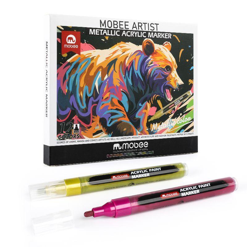 Marcadores Acrilicos Mobee 12 Colores Metalicos Tipo Posca-2