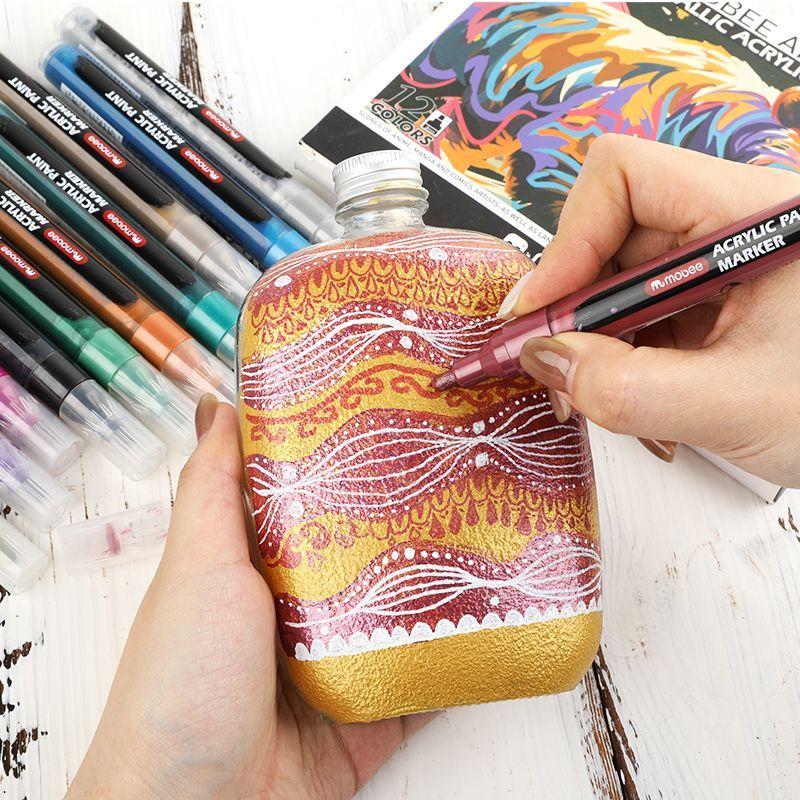 Marcadores Acrilicos Mobee 12 Colores Metalicos Tipo Posca-3