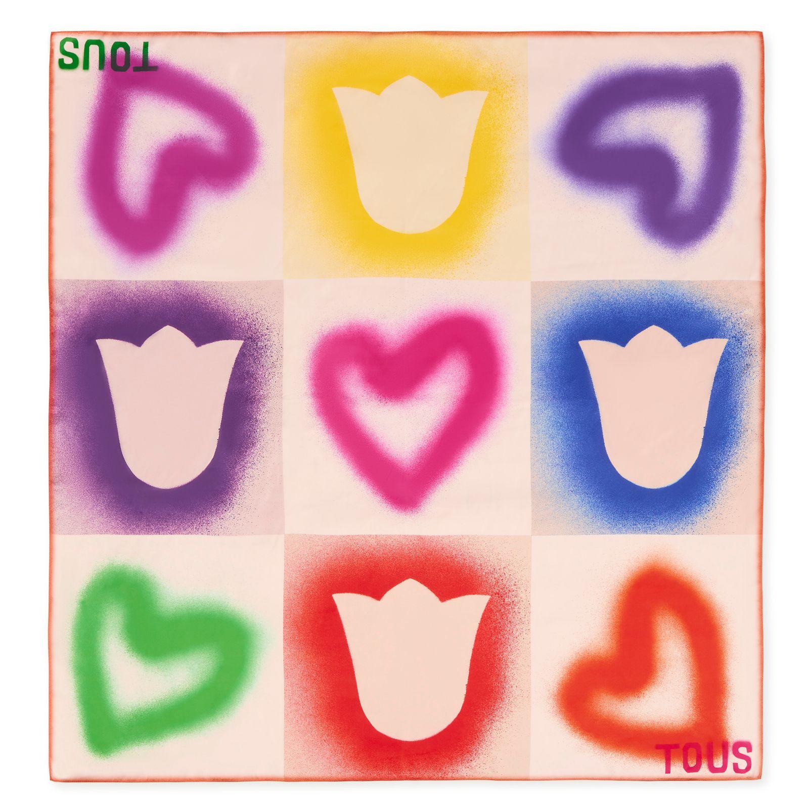 Pañuelo cuadrado naranja TOUS Motifs Tulip-0