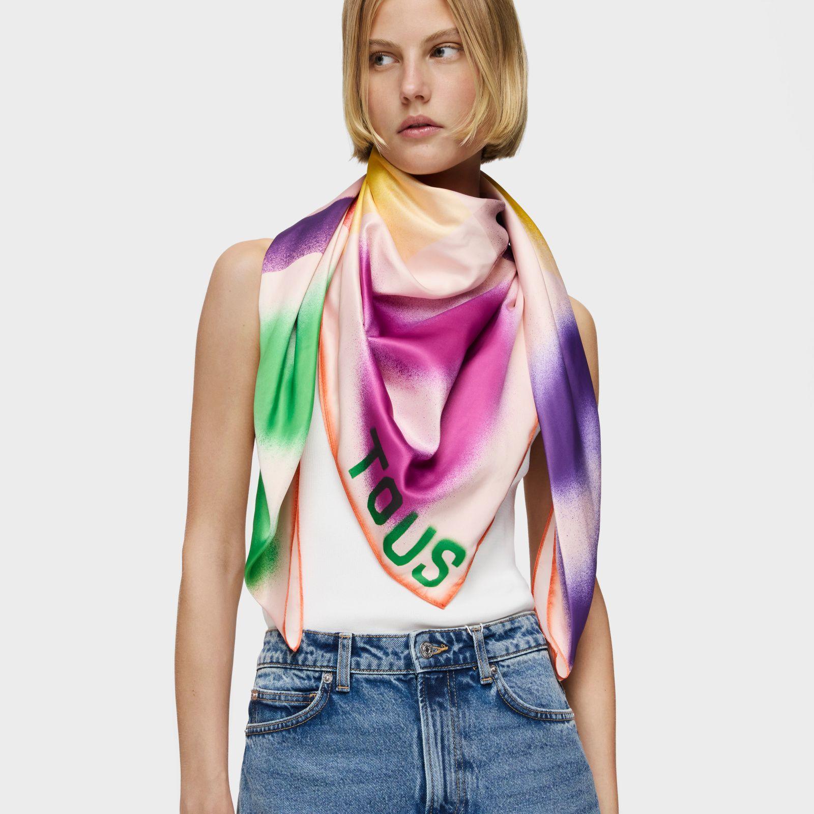 Pañuelo cuadrado naranja TOUS Motifs Tulip-3