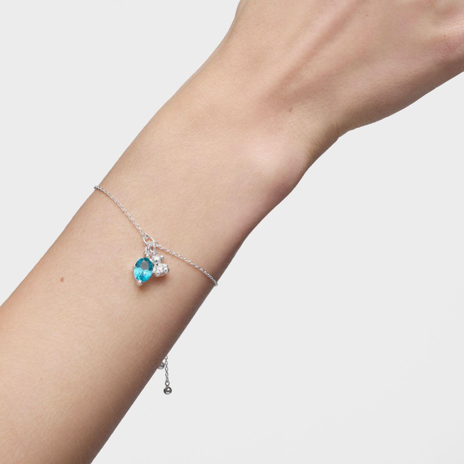 Pulsera motivo oso de plata y zafiro azul Bold Bear LGG-5
