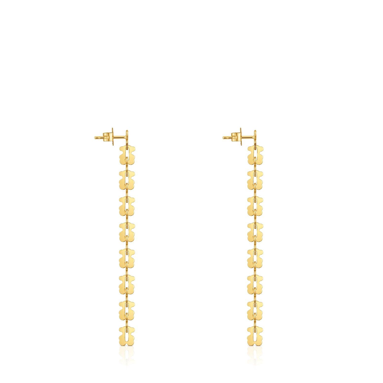 Pendientes largos de acero en color dorado con motivos oso Carrusel-2