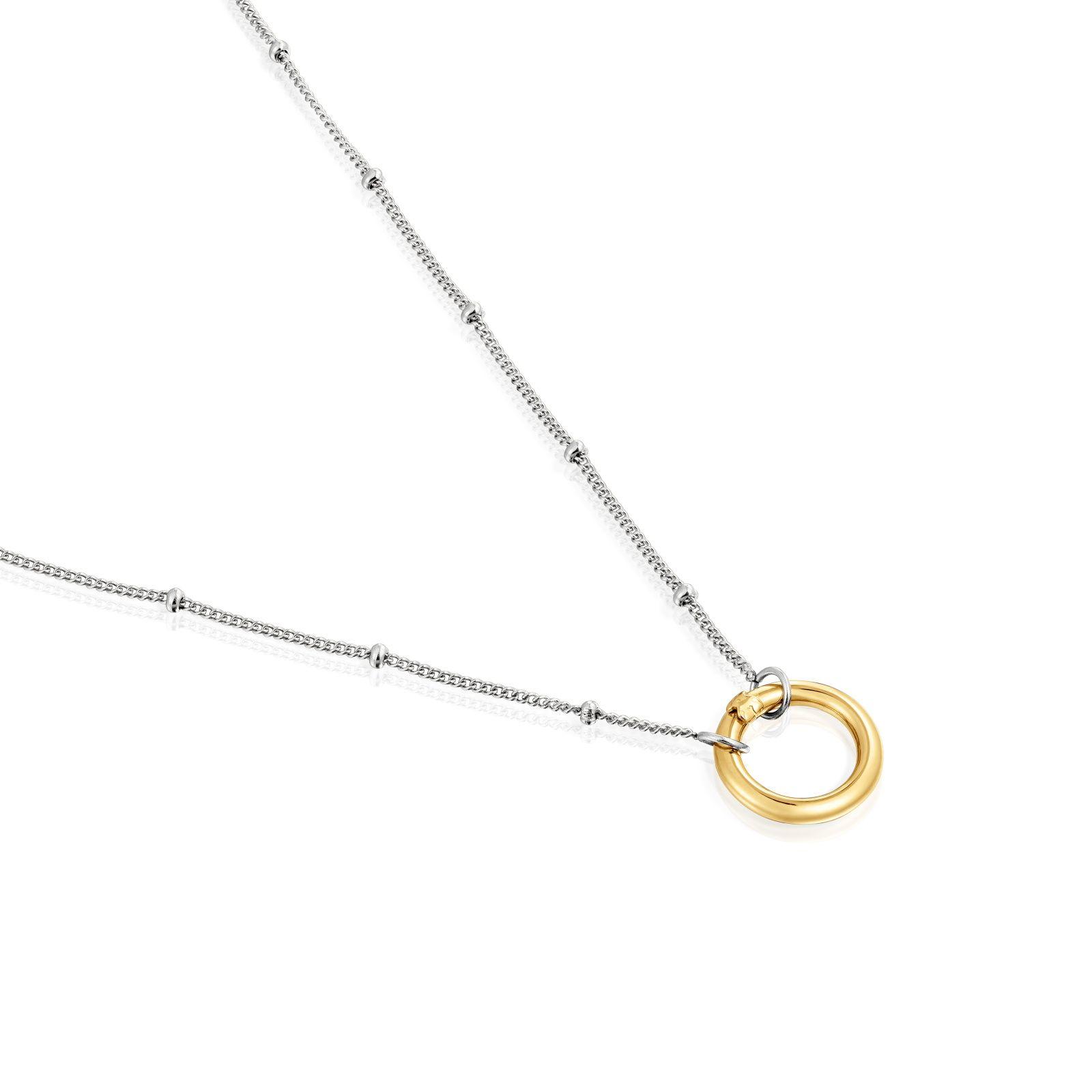 Collar corto de acero y anilla de oro Hold-2
