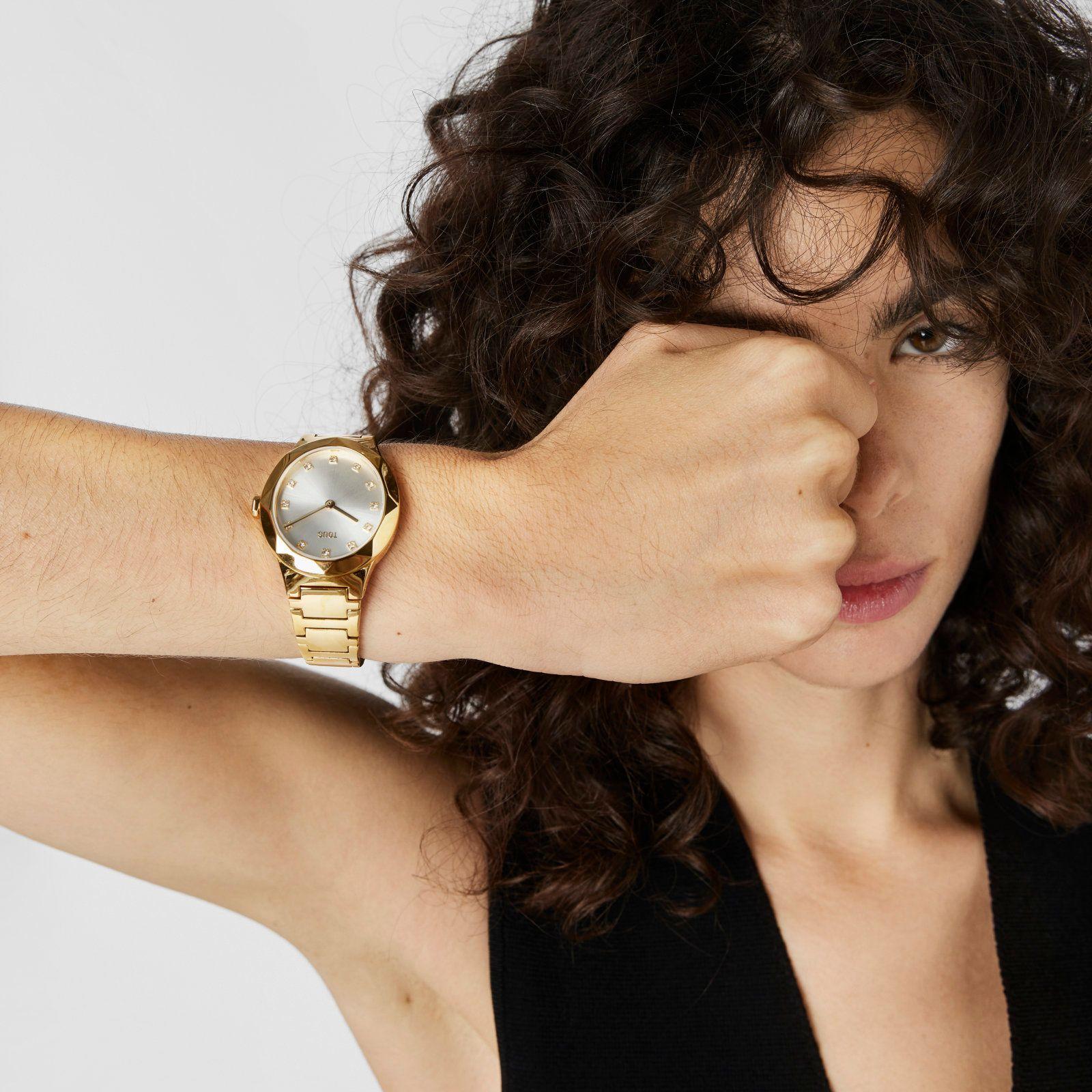 Reloj analógico con brazalete de acero IPG dorado Karat Oval-5