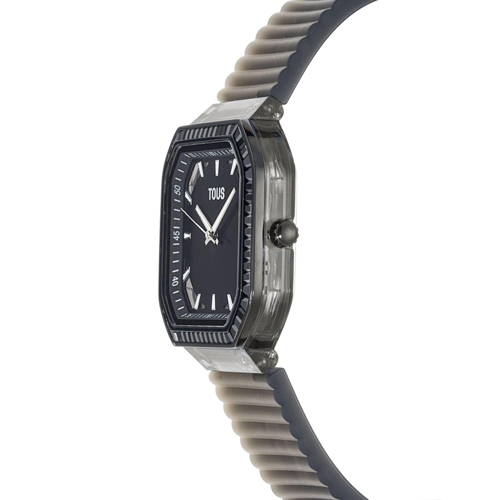 Reloj analógico de acero IP negro con zirconitas Gleam Fresh-1