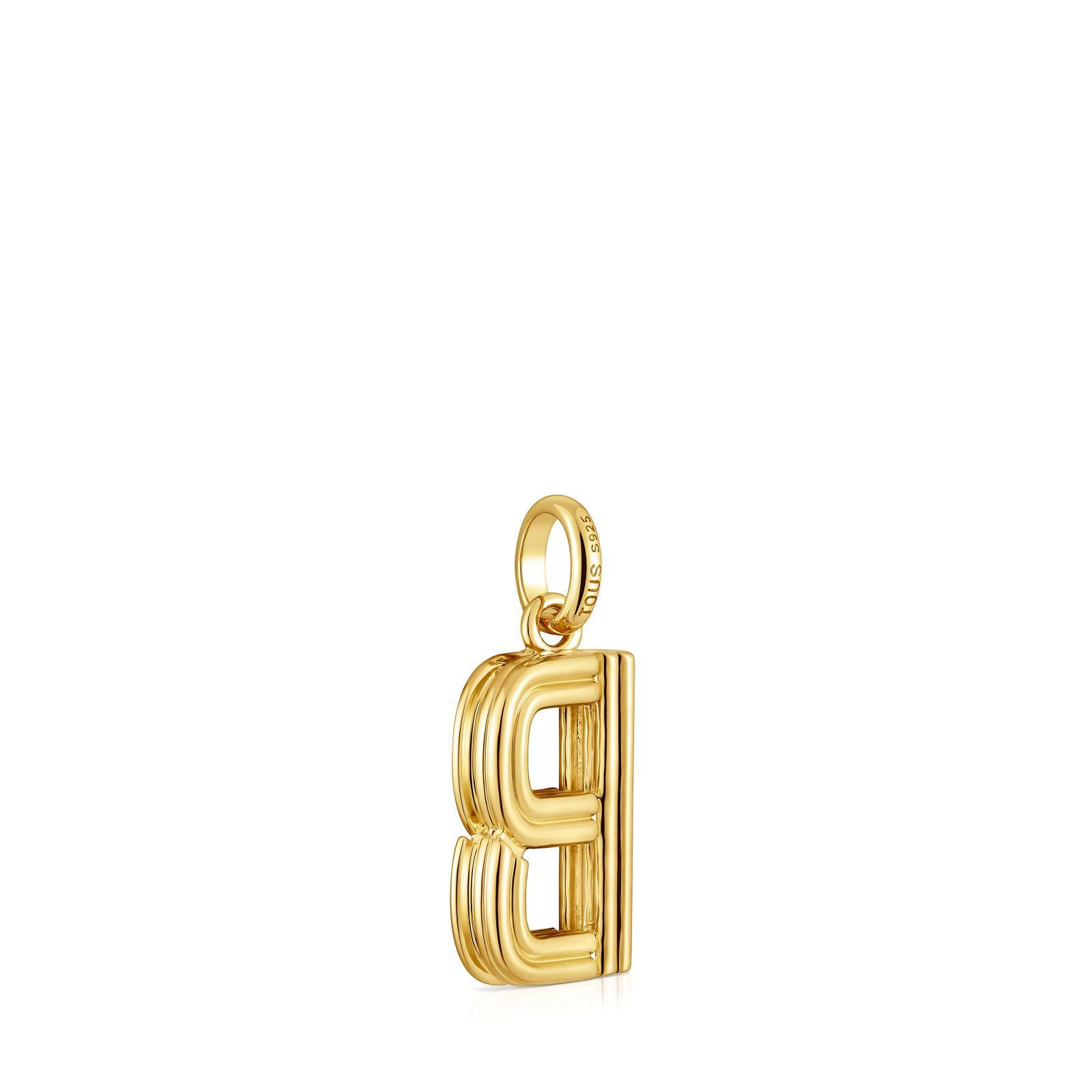 Colgante mediano letra B con baño de oro 18 kt sobre plata Alphabet-2