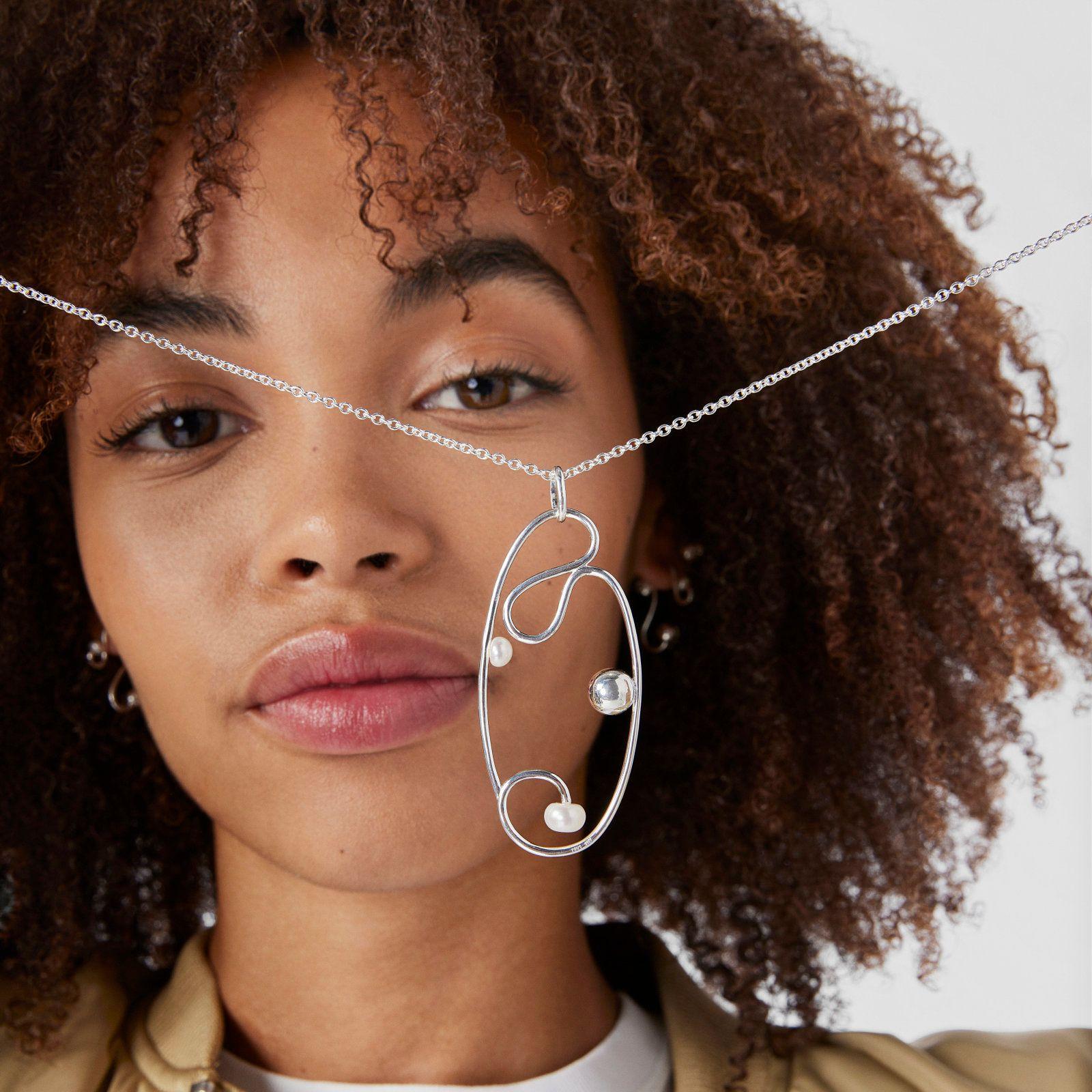 Colgante grande de plata y perlas cultivadas Tsuri-4