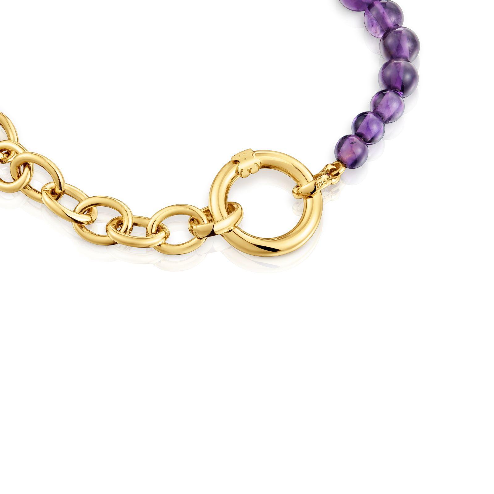 Pulsera con baño de oro de 18 kt sobre plata y amatista Hold-2