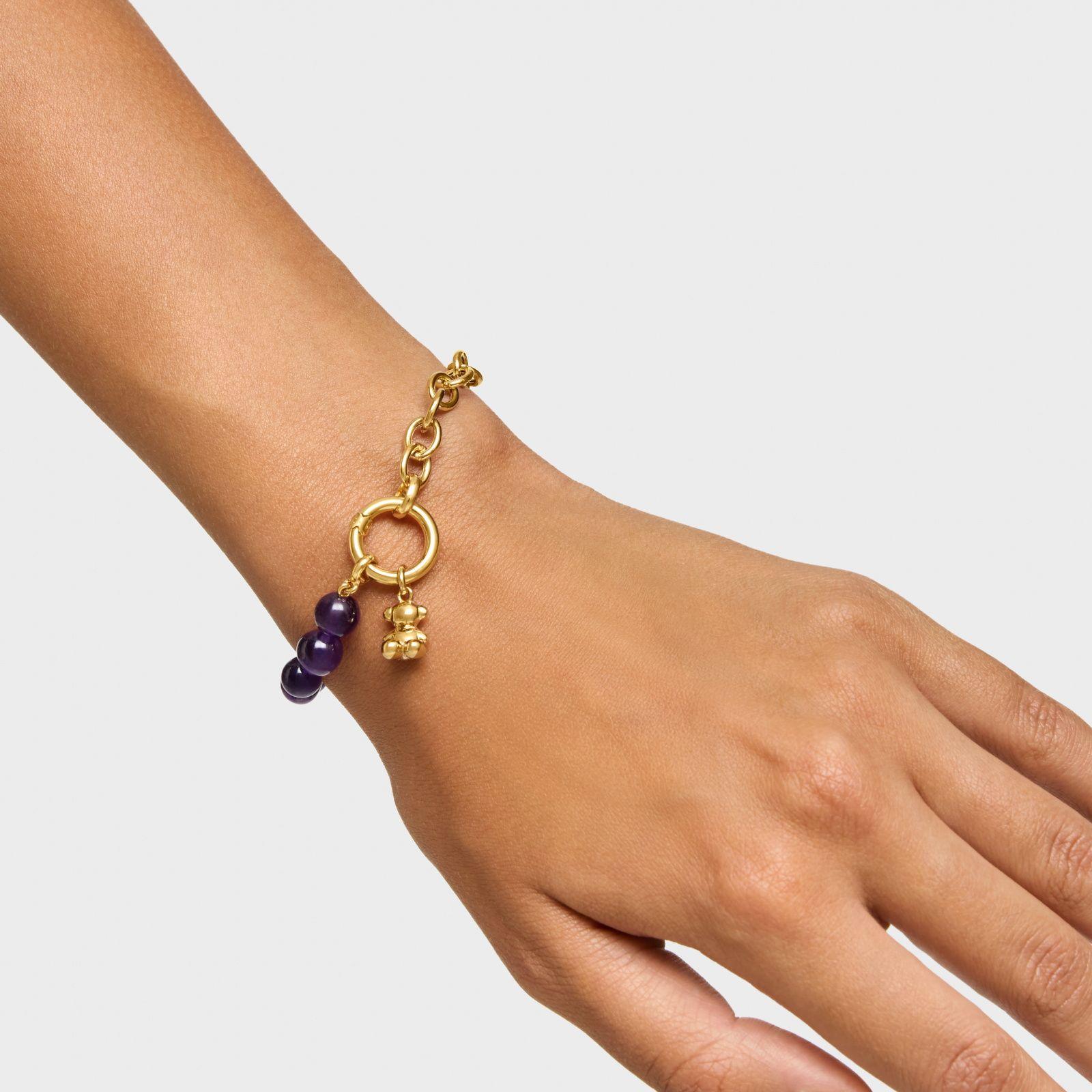 Pulsera con baño de oro de 18 kt sobre plata y amatista Hold-4