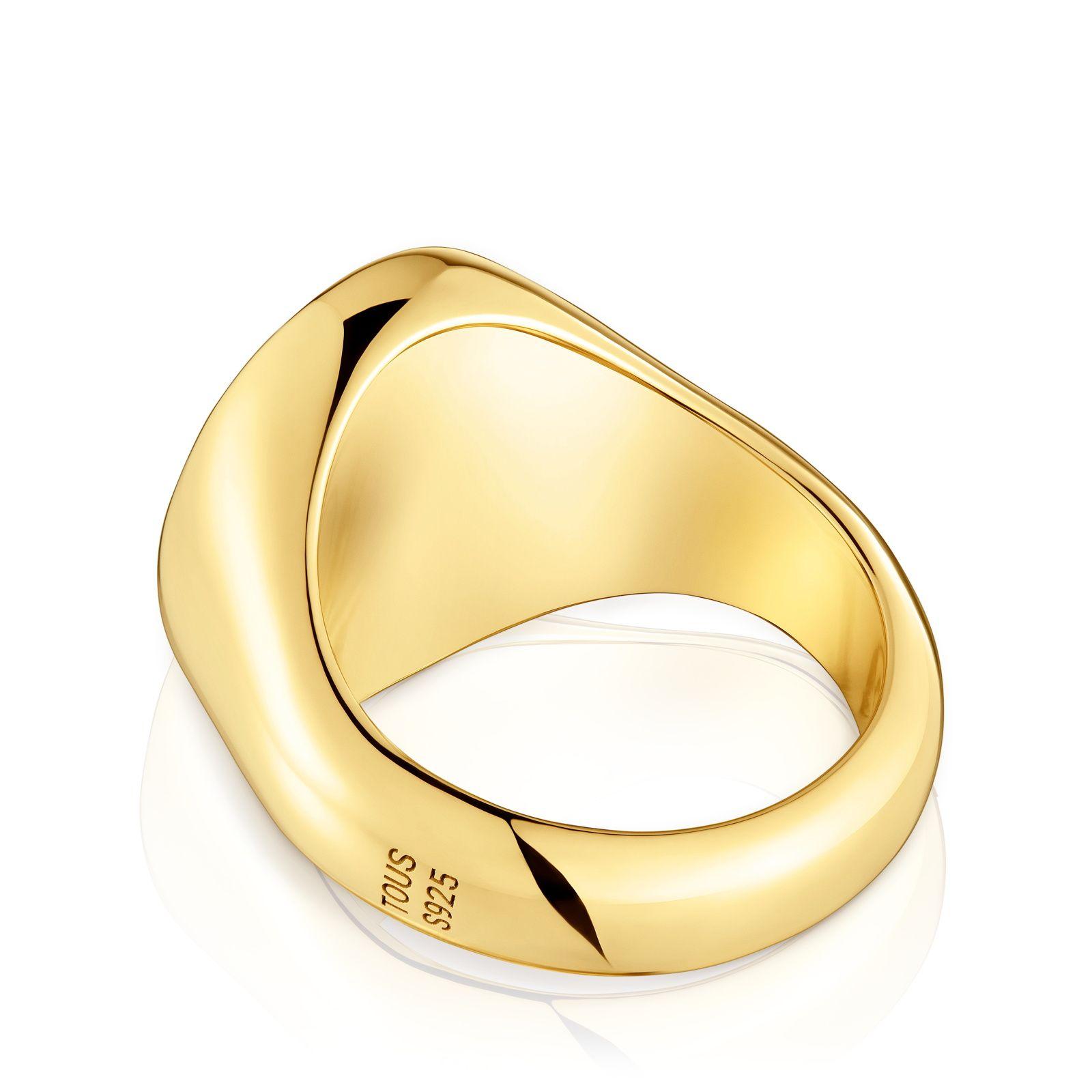 Anillo sello TOUS Basics 16 mm en plata y oro 18 kt-2