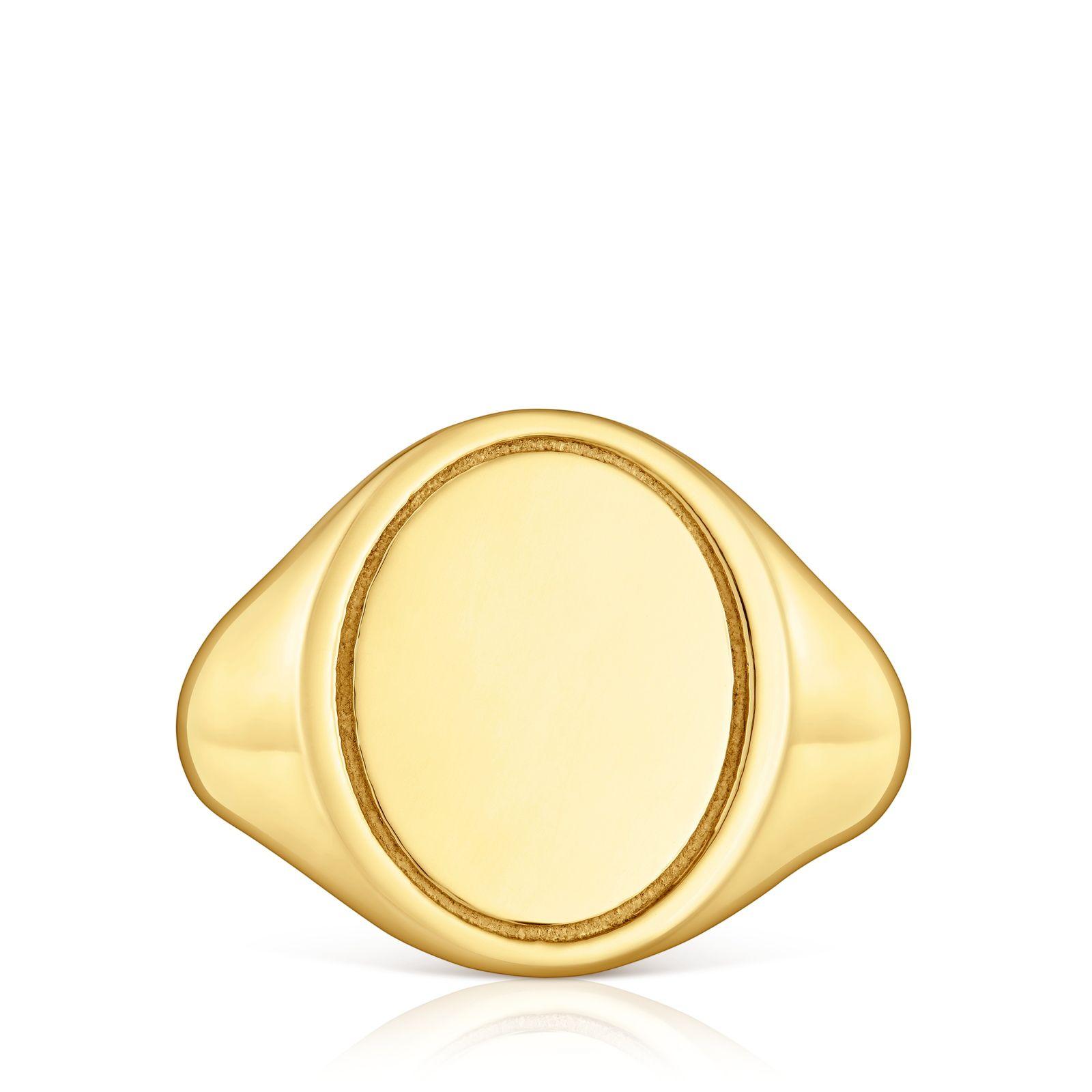 Anillo sello TOUS Basics 16 mm en plata y oro 18 kt-3