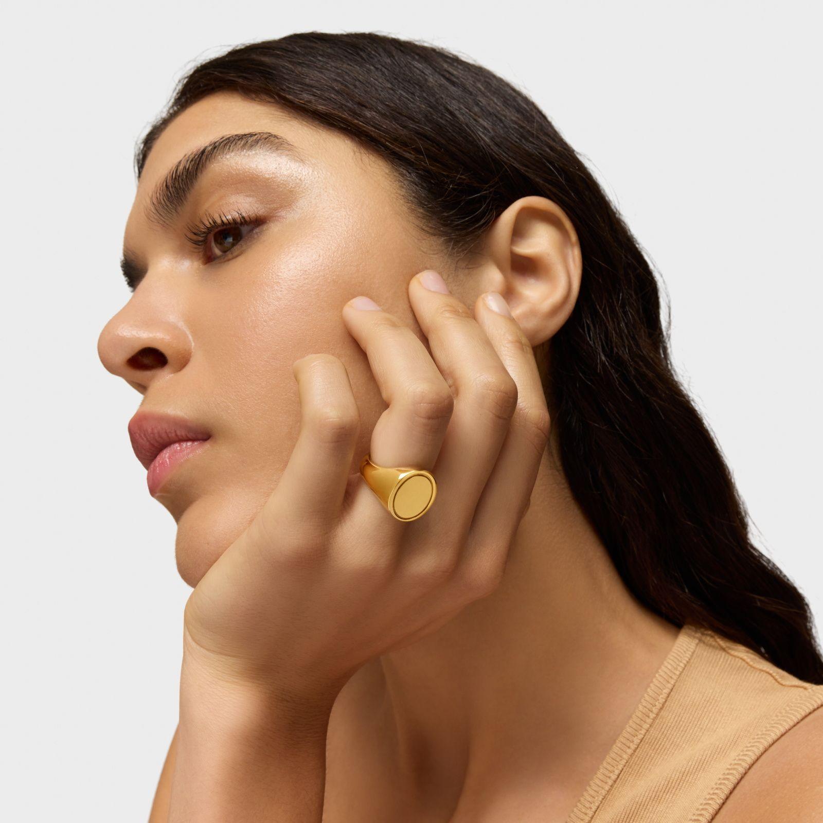 Anillo sello TOUS Basics 16 mm en plata y oro 18 kt-4