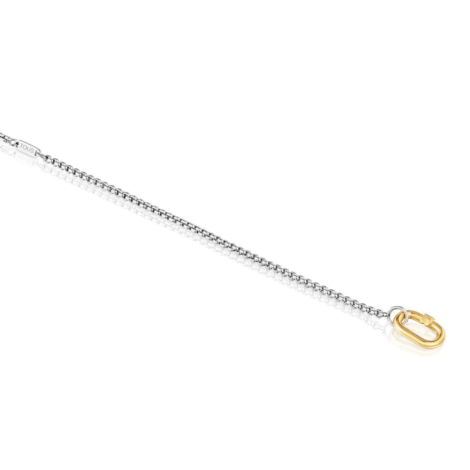 Pulsera cadena de acero y anilla de oro Hold Oval-2