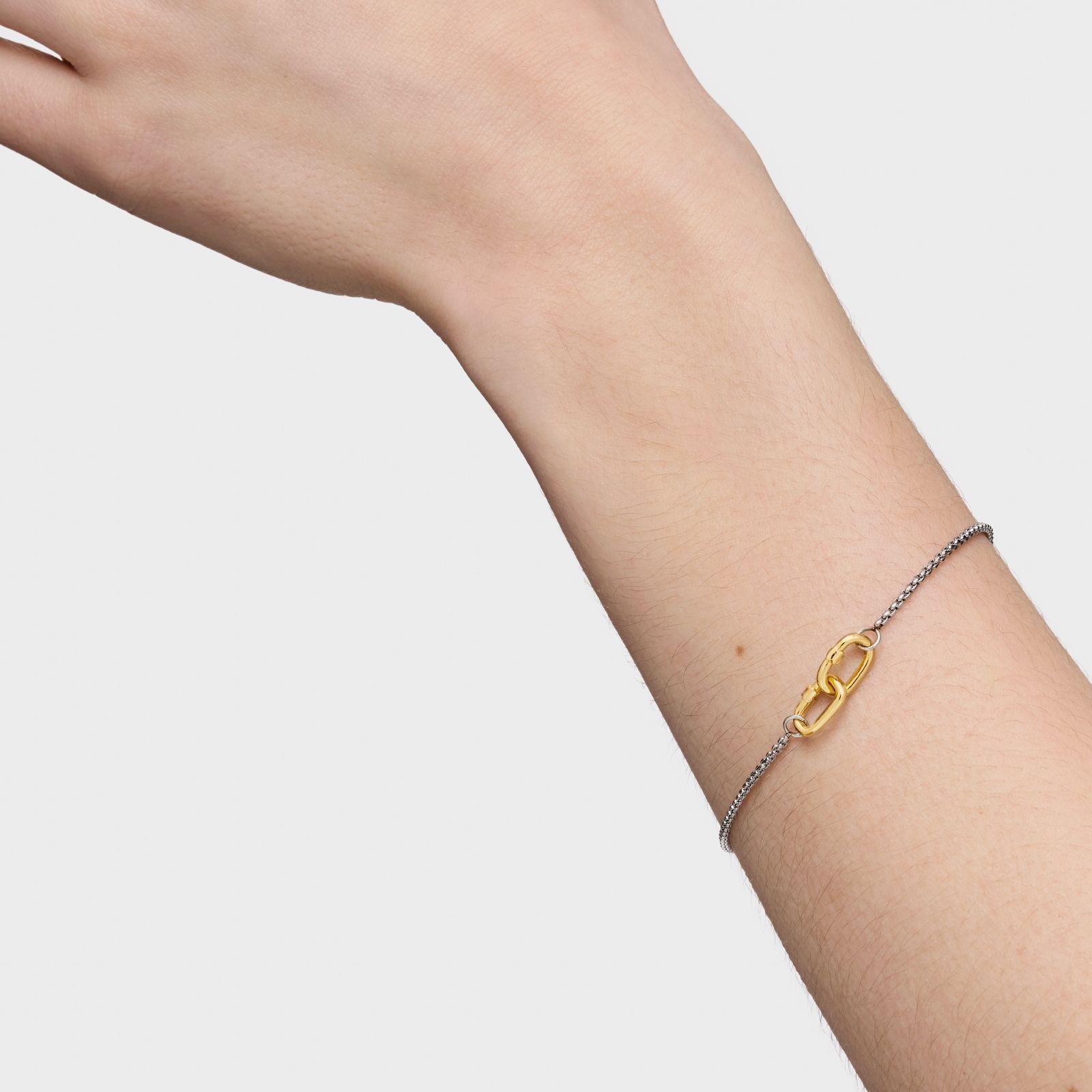 Pulsera cadena de acero y anilla de oro Hold Oval-4
