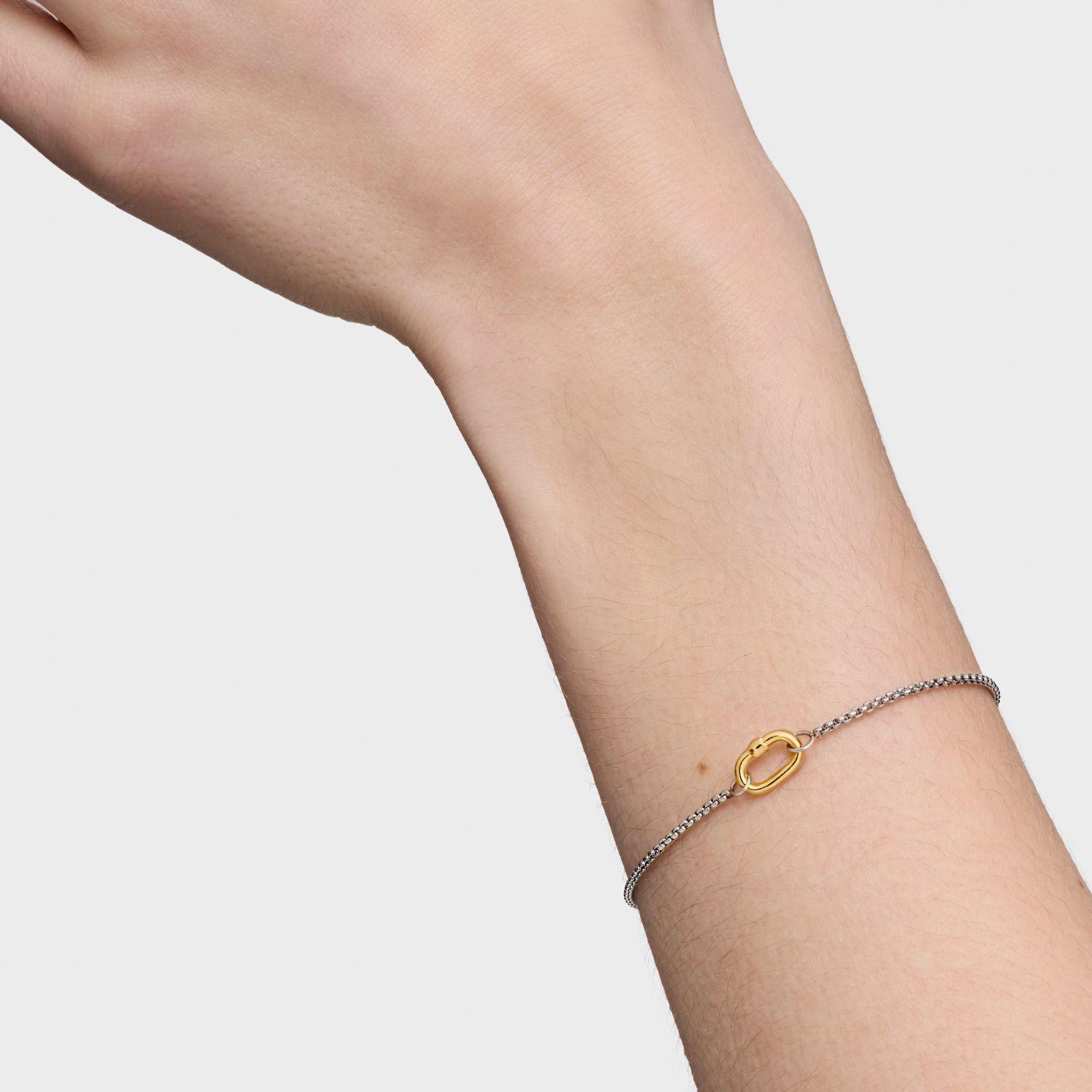 Pulsera cadena de acero y anilla de oro Hold Oval-6