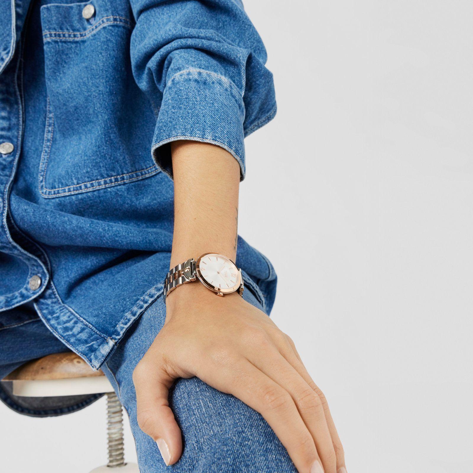 Reloj con brazalete de acero y acero IPRG rosado S-Band-4