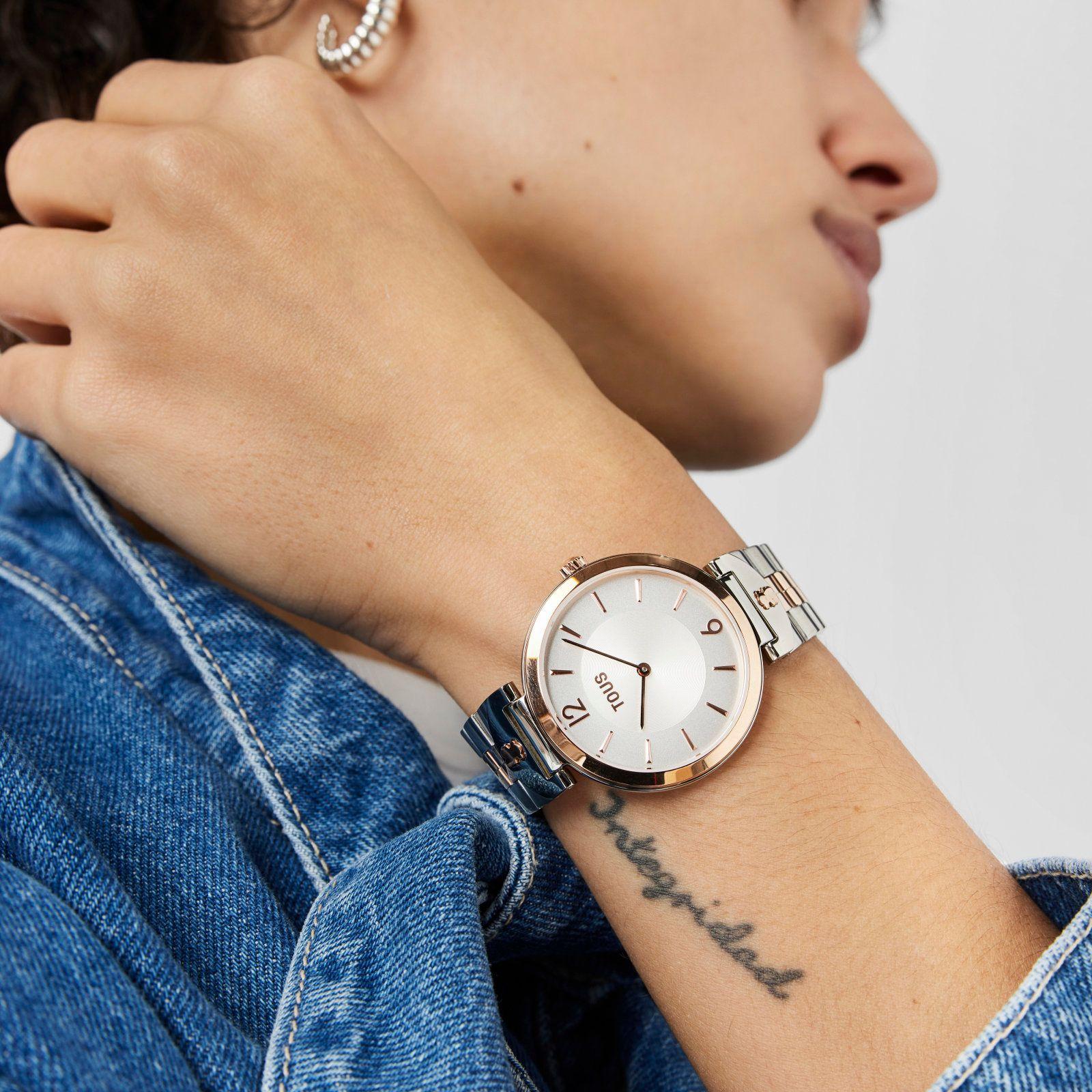 Reloj con brazalete de acero y acero IPRG rosado S-Band-6