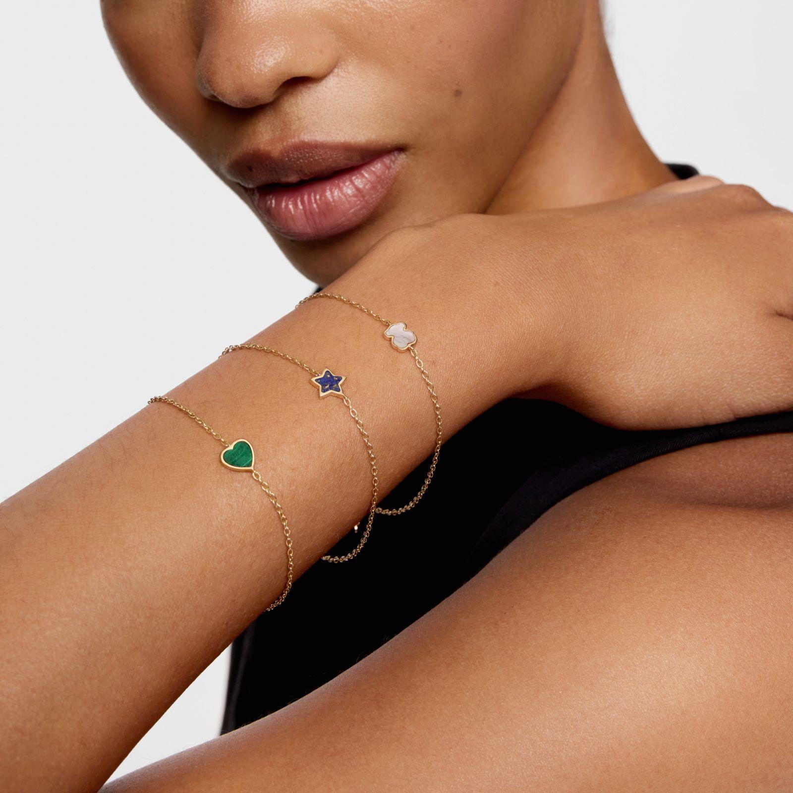 Pulsera cadena de oro 14 kt y malaquita XXS-4