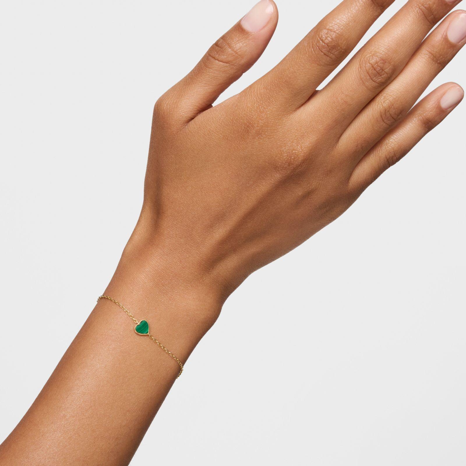 Pulsera cadena de oro 14 kt y malaquita XXS-5