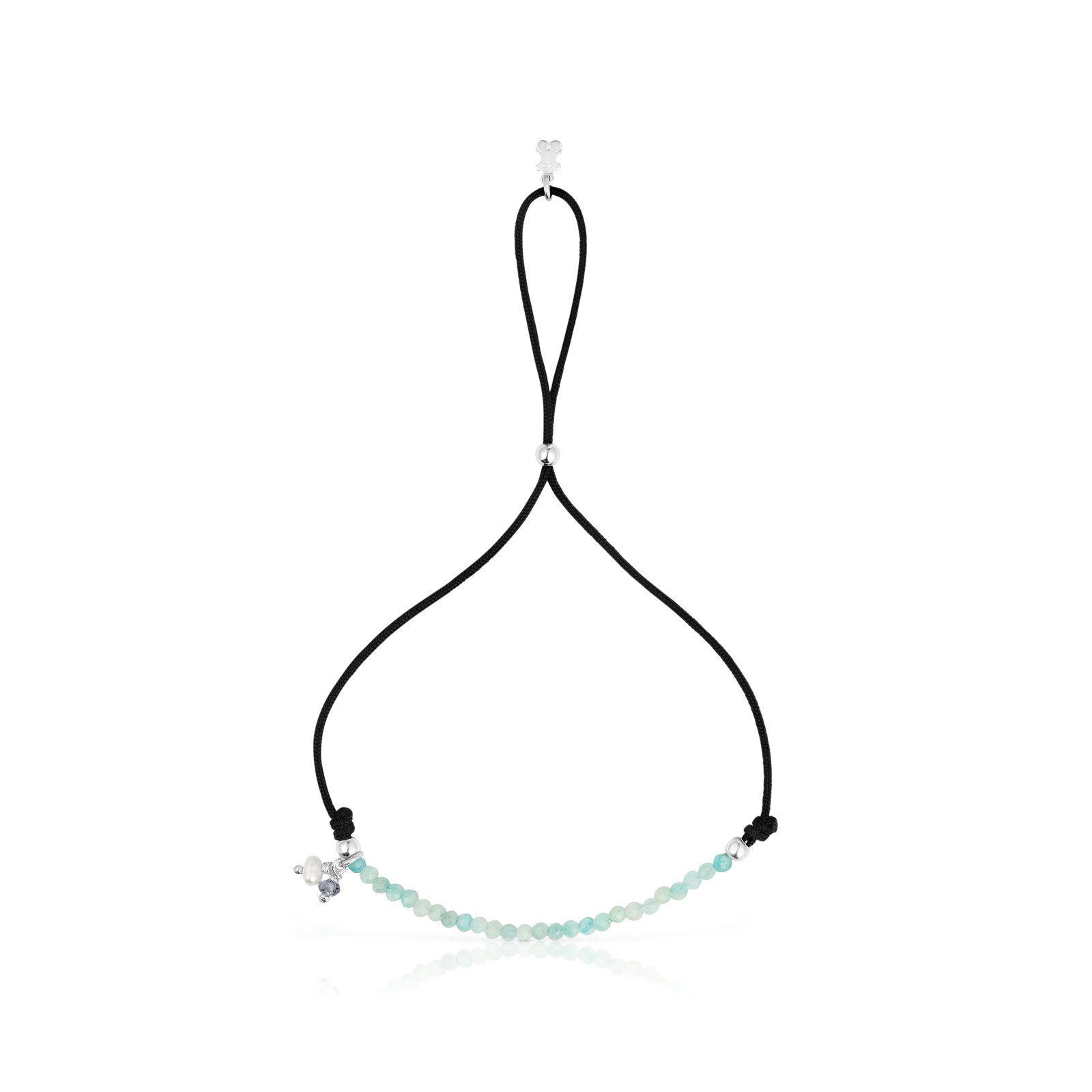 Pulsera de nylon negro con amazonitas Camille-1