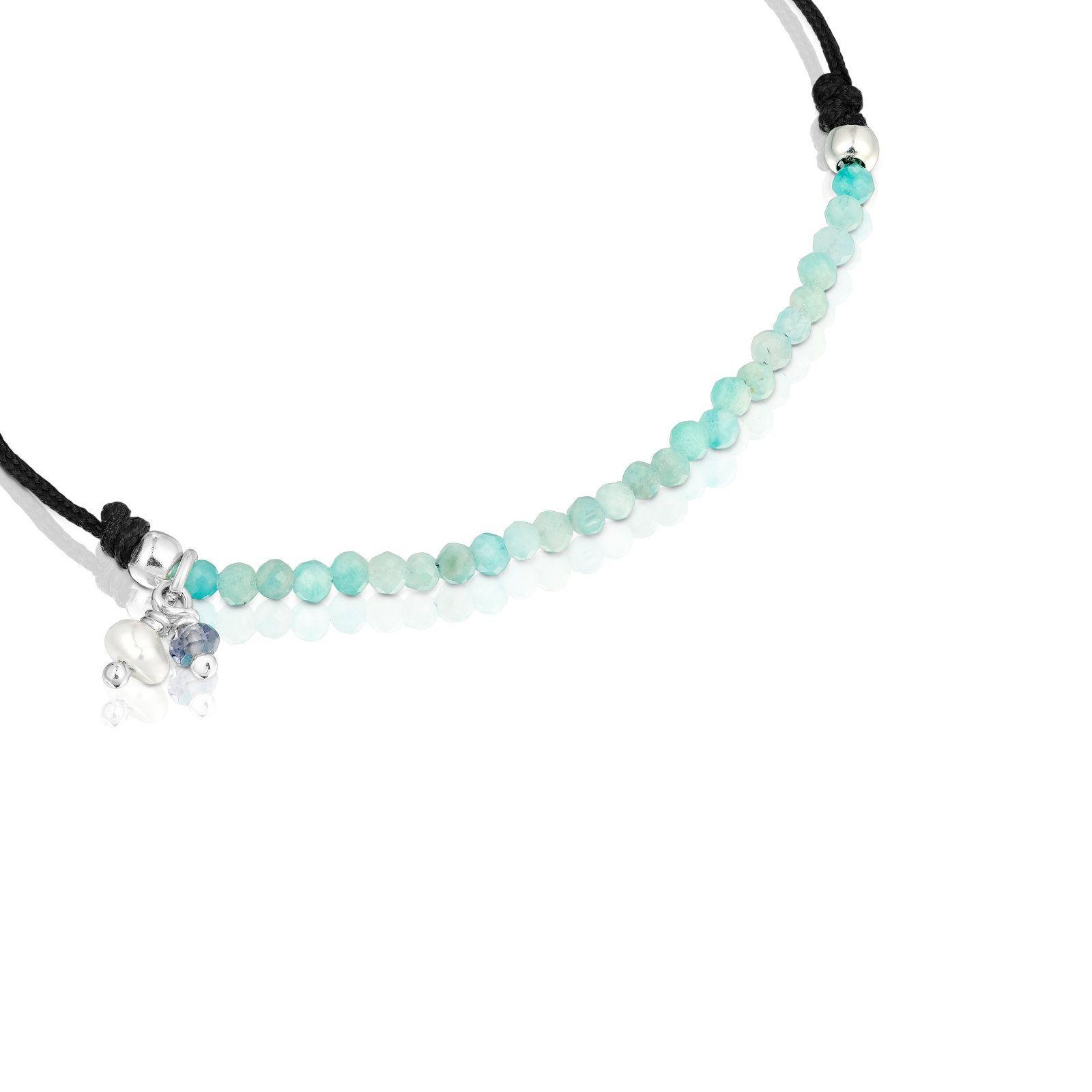 Pulsera de nylon negro con amazonitas Camille-2