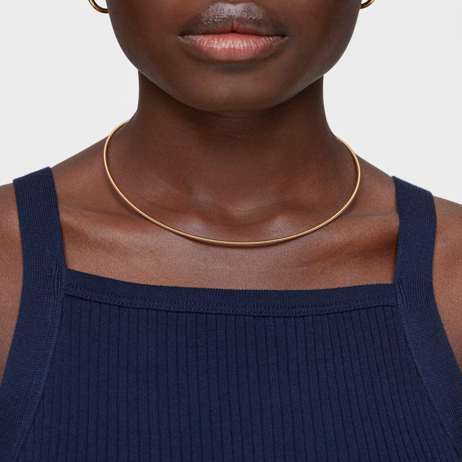 Collar de acero IP dorado 2 mm Mesh Tube-3