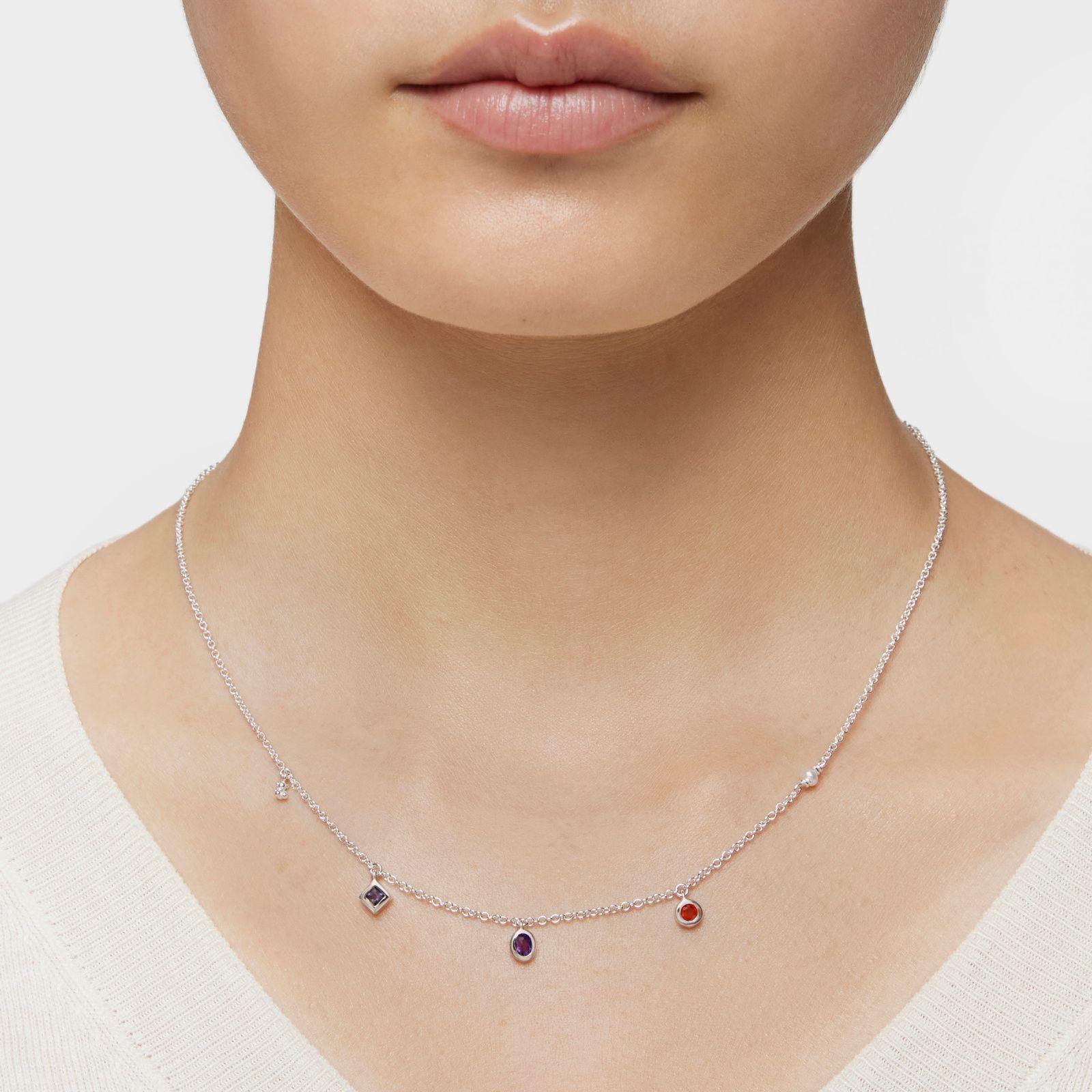 Collar corto de plata, gemas y perla cultivada Basic Colors-4