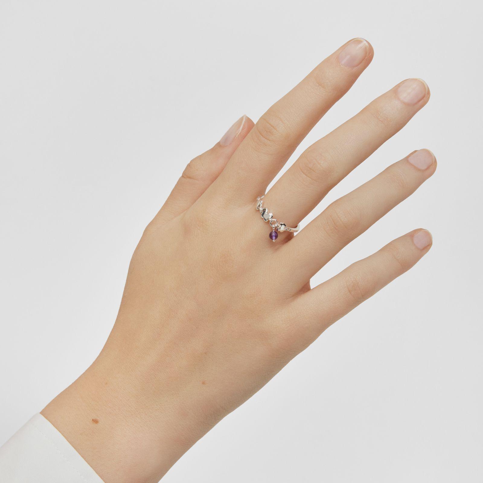 Anillo de plata y amatista Bold Motif-3