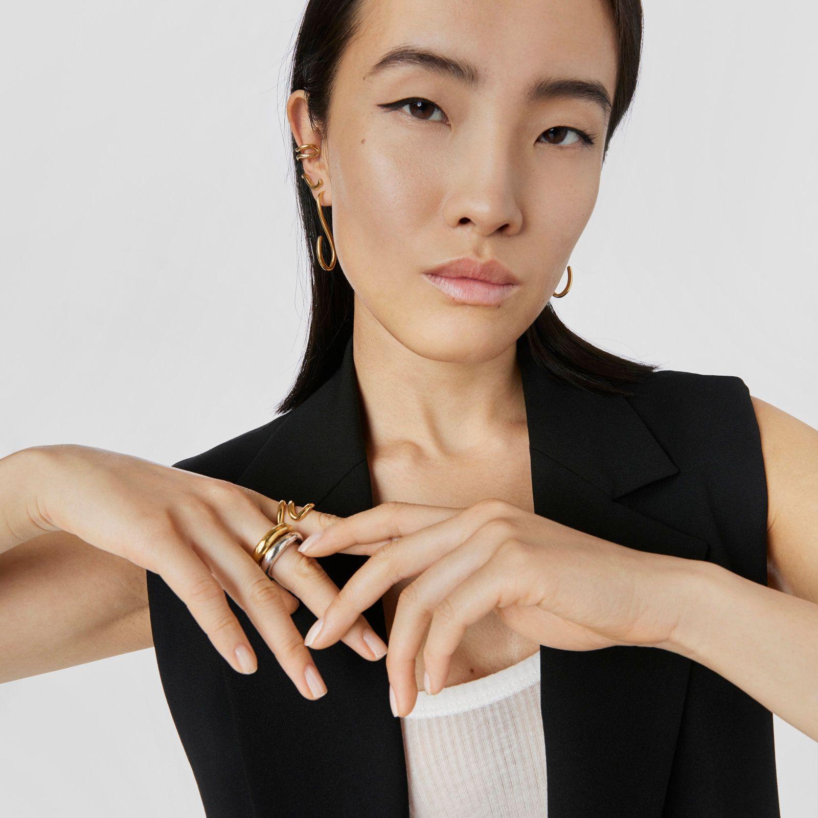 Pendientes largos de plata vermeil Bent Tous-5