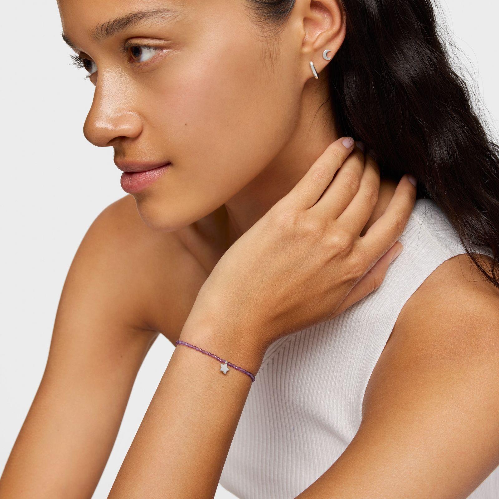 Pulsera elástica con amatistas y estrella de plata TOUS Motivos-3
