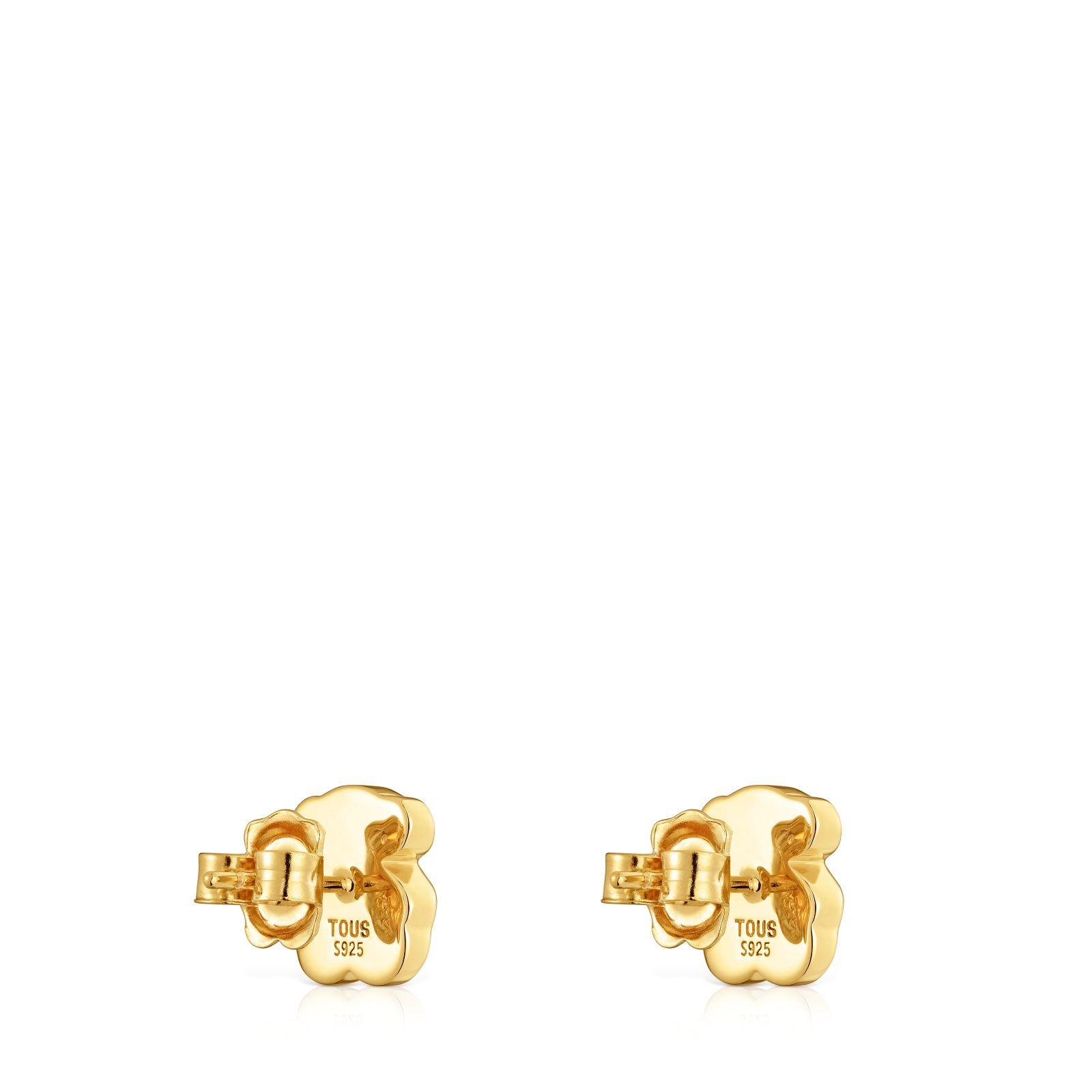 Pendientes oso con baño de oro 18 kt sobre plata y ónix 10 mm Icon Color-2