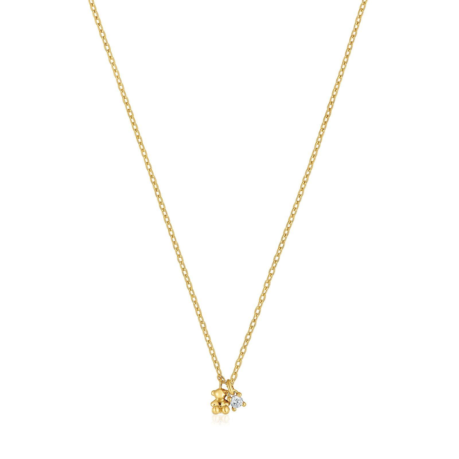 Collar corto con baño de oro 18 kt sobre plata y diamante creado en laboratorio Bold Bear LGD-0