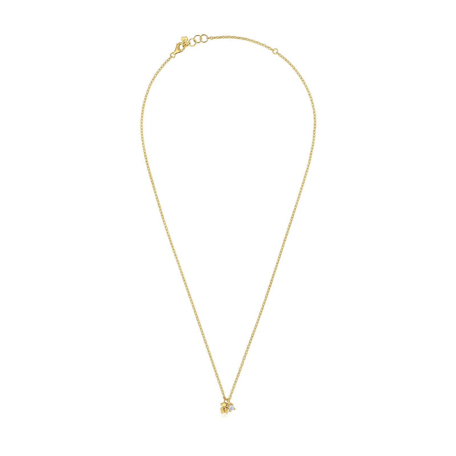 Collar corto con baño de oro 18 kt sobre plata y diamante creado en laboratorio Bold Bear LGD-1