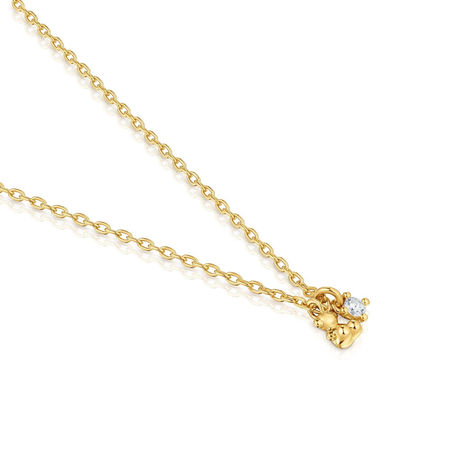 Collar corto con baño de oro 18 kt sobre plata y diamante creado en laboratorio Bold Bear LGD-2