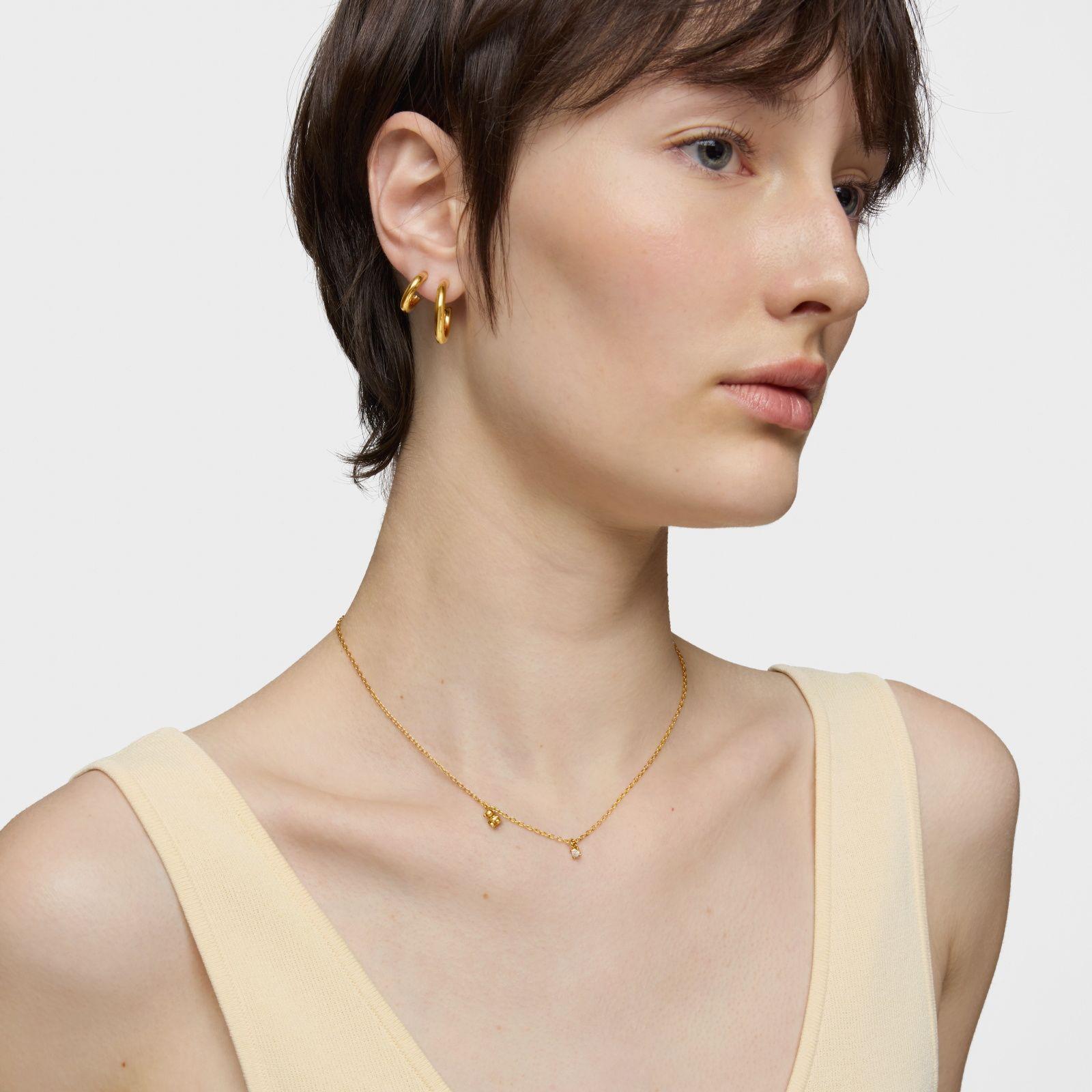 Collar corto con baño de oro 18 kt sobre plata y diamante creado en laboratorio Bold Bear LGD-3
