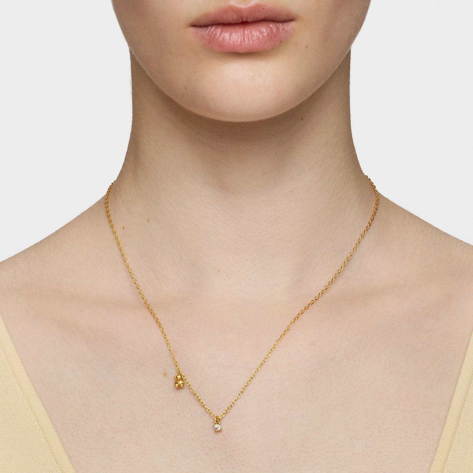 Collar corto con baño de oro 18 kt sobre plata y diamante creado en laboratorio Bold Bear LGD-4