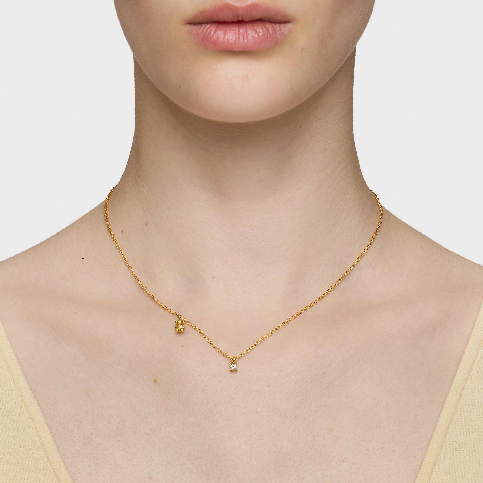 Collar corto con baño de oro 18 kt sobre plata y diamante creado en laboratorio Bold Bear LGD-5