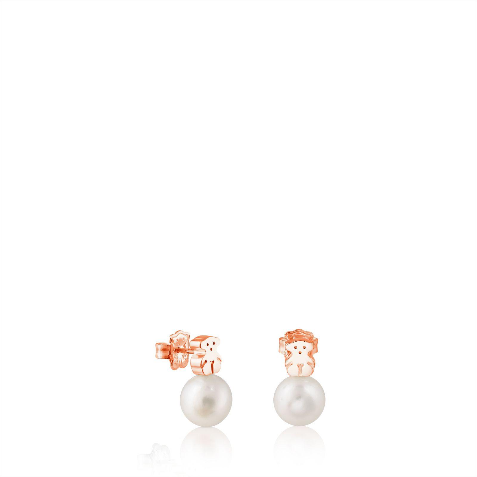 Pendientes Tous Hiper Micro de Plata Vermeil rosa con Perla-0