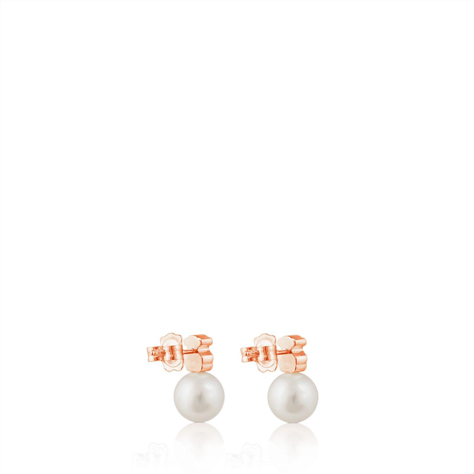 Pendientes Tous Hiper Micro de Plata Vermeil rosa con Perla-1