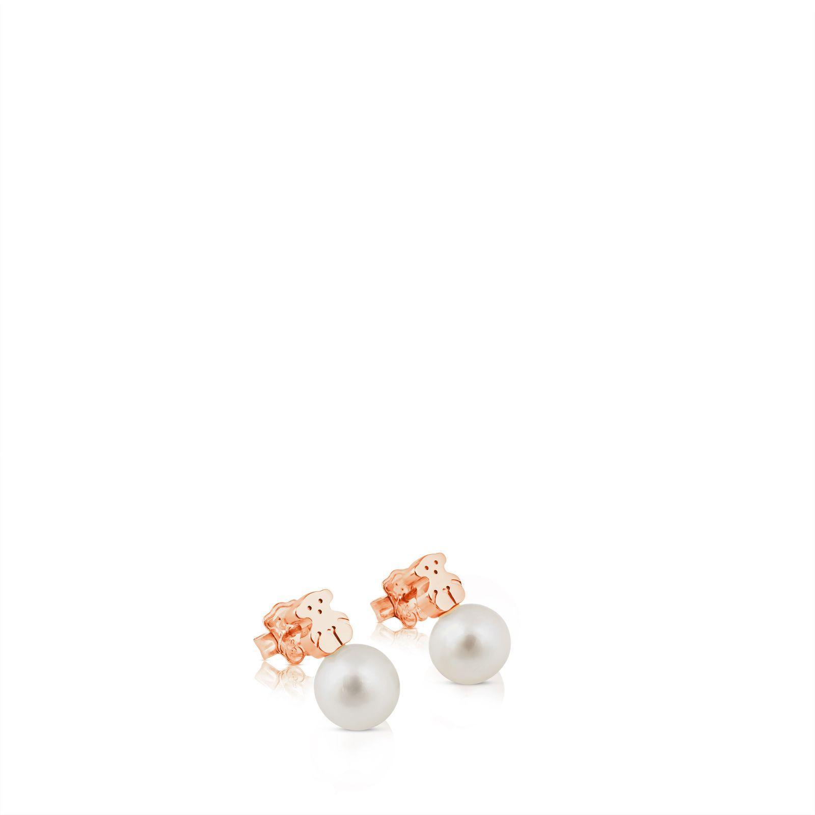 Pendientes Tous Hiper Micro de Plata Vermeil rosa con Perla-2