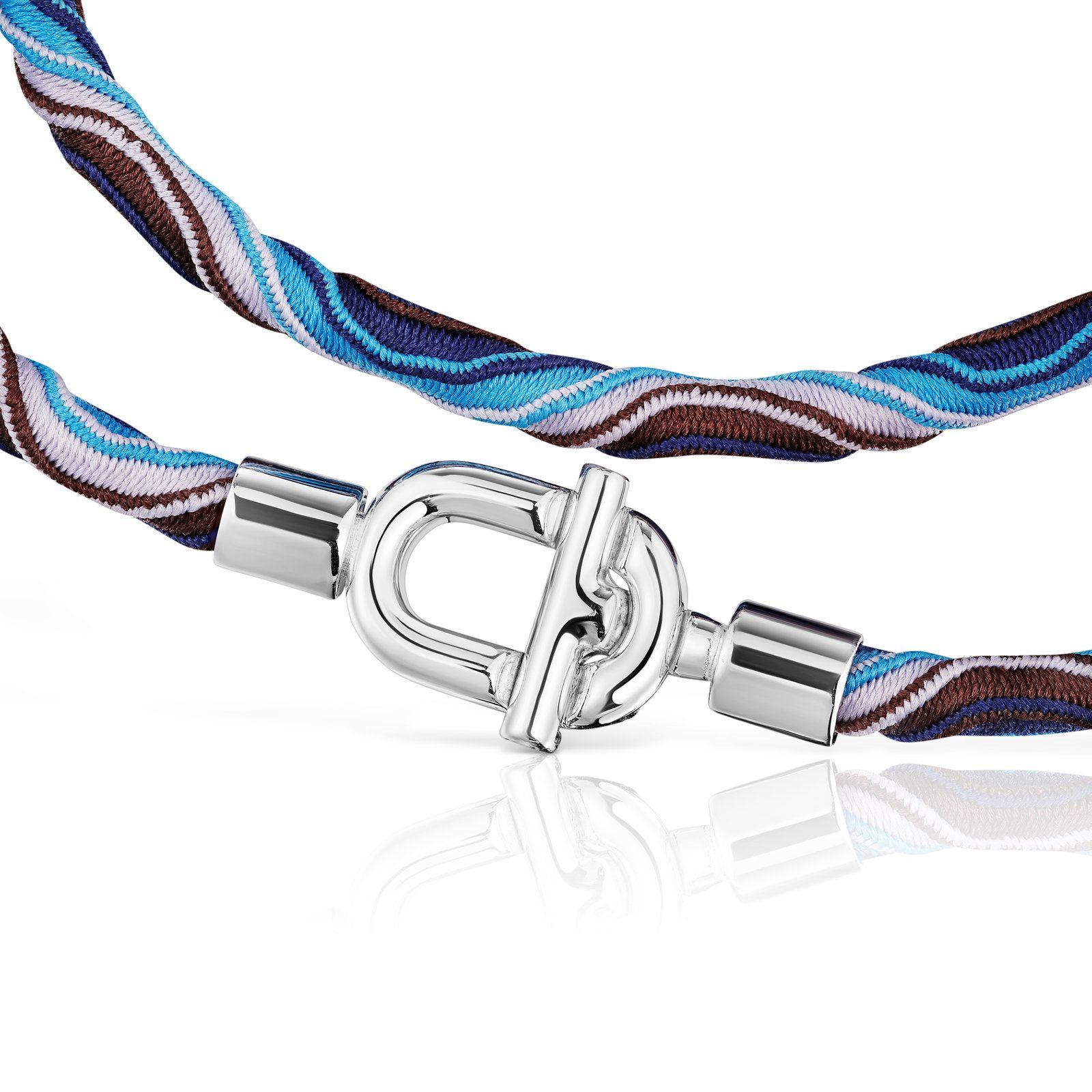 Collar elástico de plata con cordón azul y lila Manifesto-2