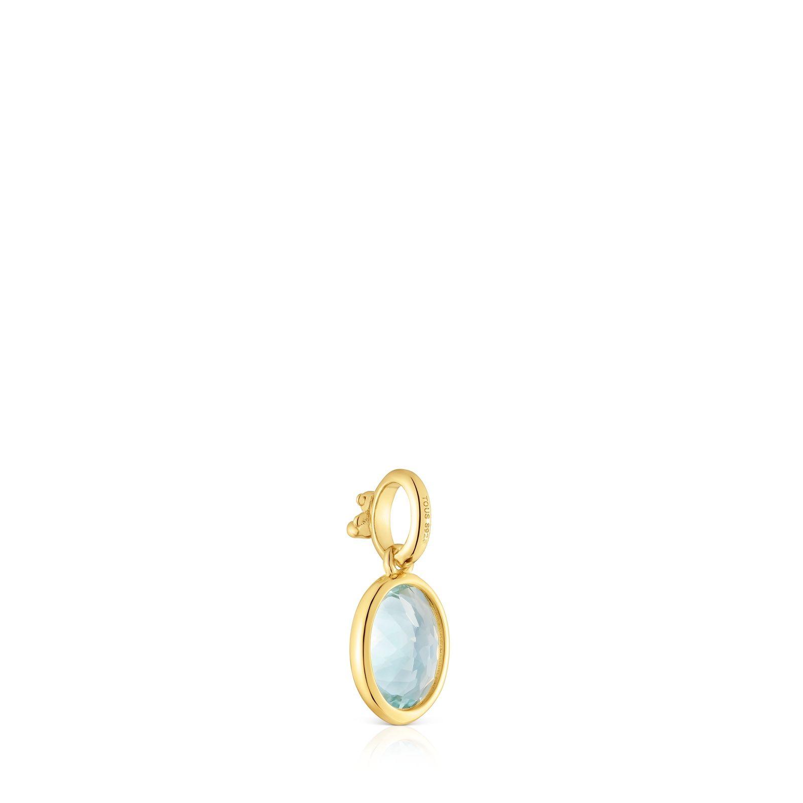 Colgante pequeño baño de oro 18 kt sobre plata y aguamarina-2