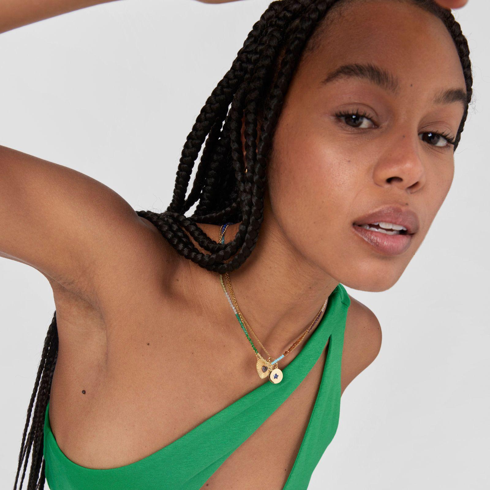 Colgante medalla de plata vermeil y sodalita estrella Aelita-4