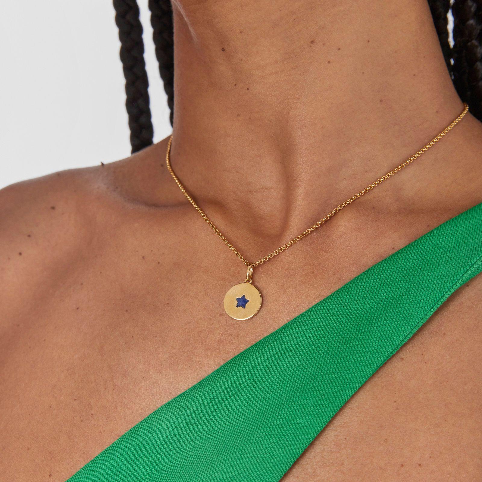 Colgante medalla de plata vermeil y sodalita estrella Aelita-6