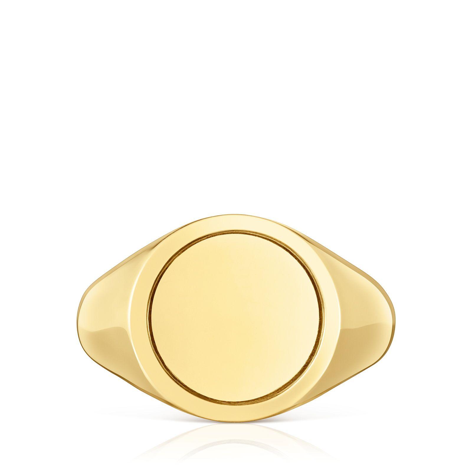 Anillo sello con baño de oro 18 kt sobre plata 14 mm-3