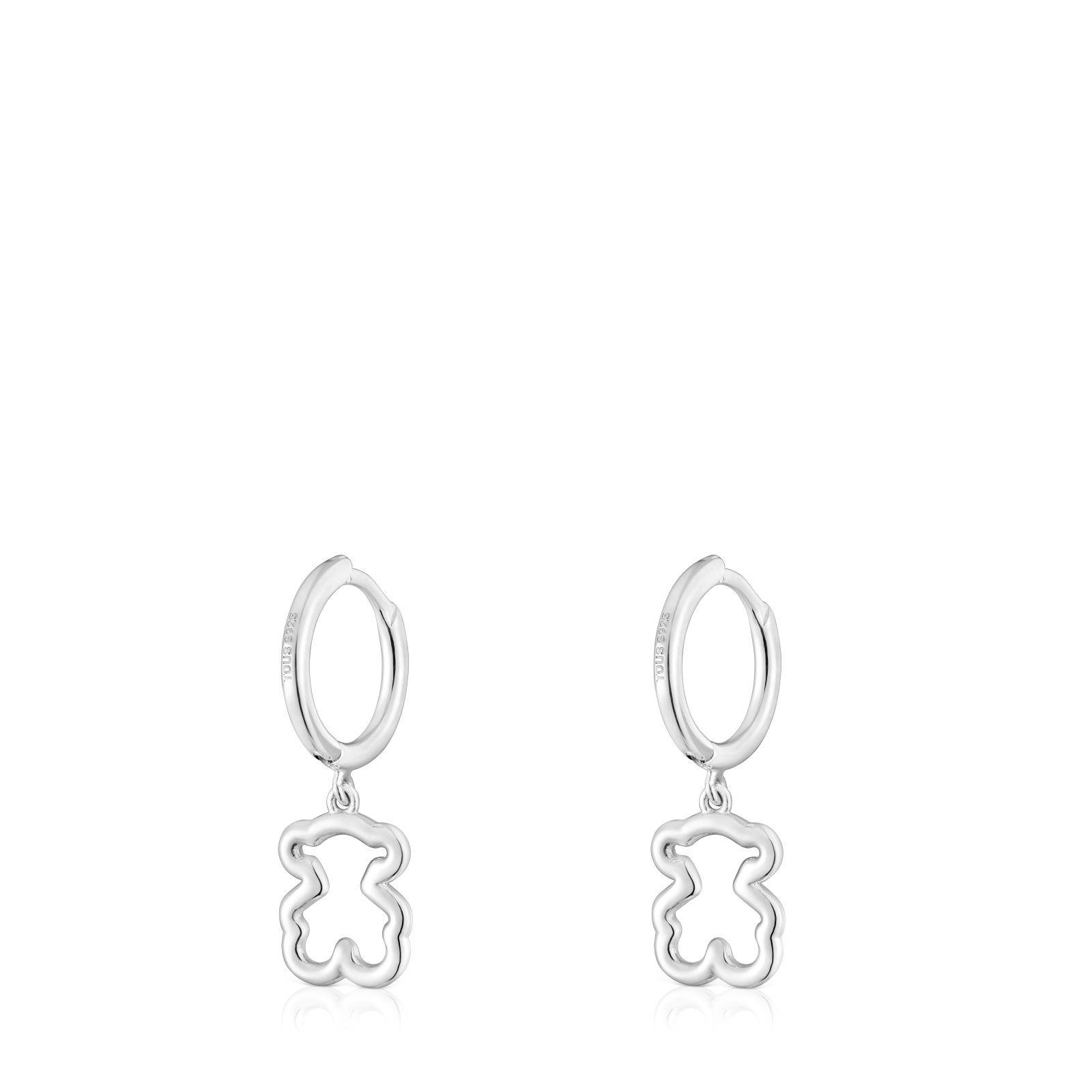 Pendientes aro y motivo oso de plata New Silueta-2