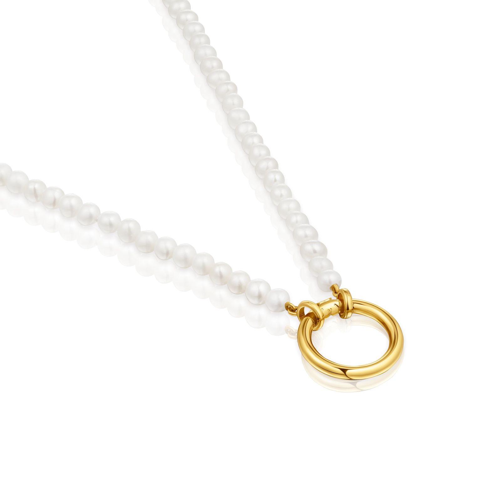 Collar con perlas cultivadas y baño de oro de 18 kt sobre plata Hold-2