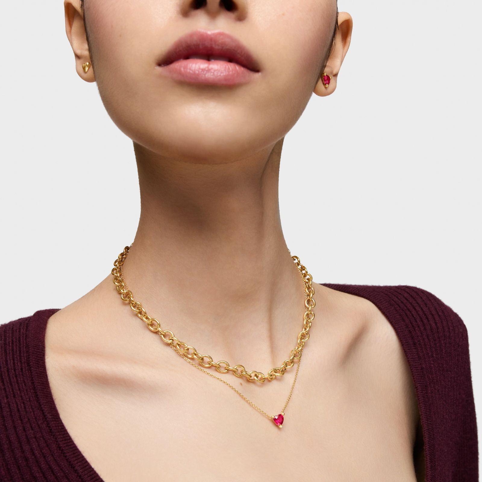 ollar corto oro 18 kt, plata y rubí LGG Garden of Love-4